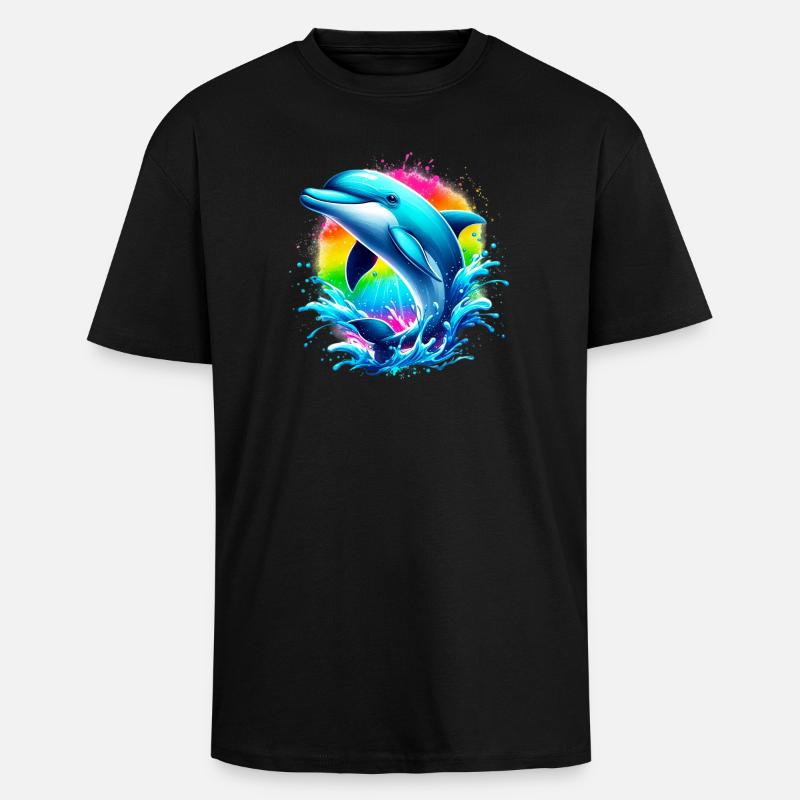 Delfin - Oversized Heavyweight Unisex T-Shirt - Schwarz