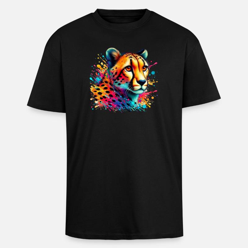 Gepard - Unisex oversized t-skjorte i kraftig kvalitet - svart