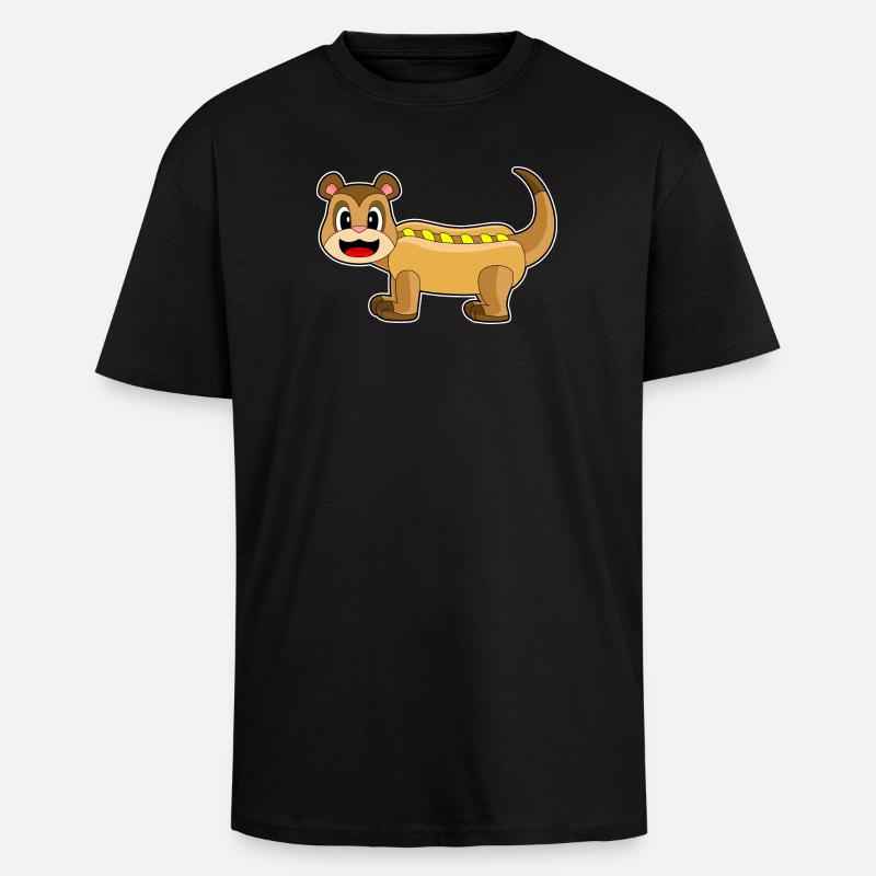 Hot-dog suricate - T-shirt unisexe oversize épais - noir