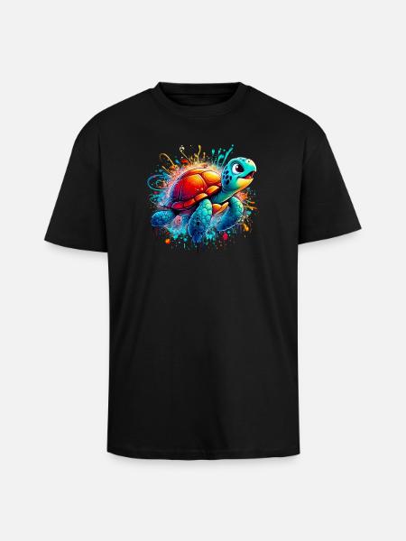 Tortue - T-shirt unisexe oversize épais - noir