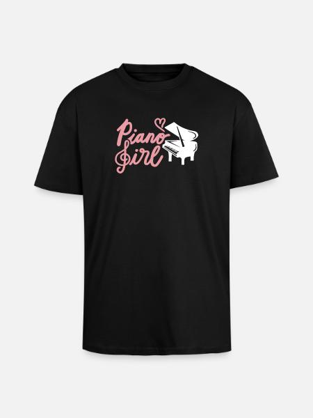 Piano Pianistin - Oversized Heavyweight Unisex T-Shirt - Schwarz