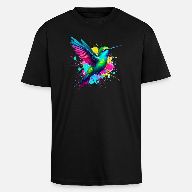 Kolibri - Oversized Heavyweight Unisex T-Shirt - Schwarz