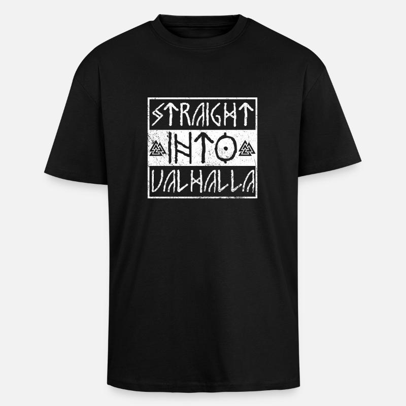 Straight into Valhalla - Oversized Heavyweight Unisex T-Shirt - Schwarz