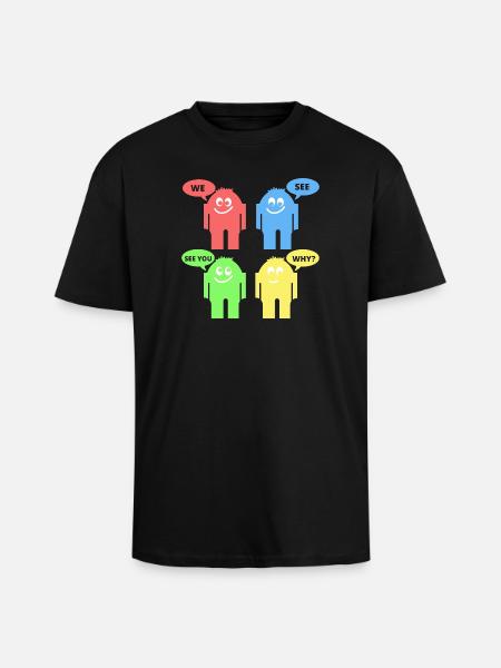 Lustige Männchen - Oversized Heavyweight Unisex T-Shirt - Schwarz