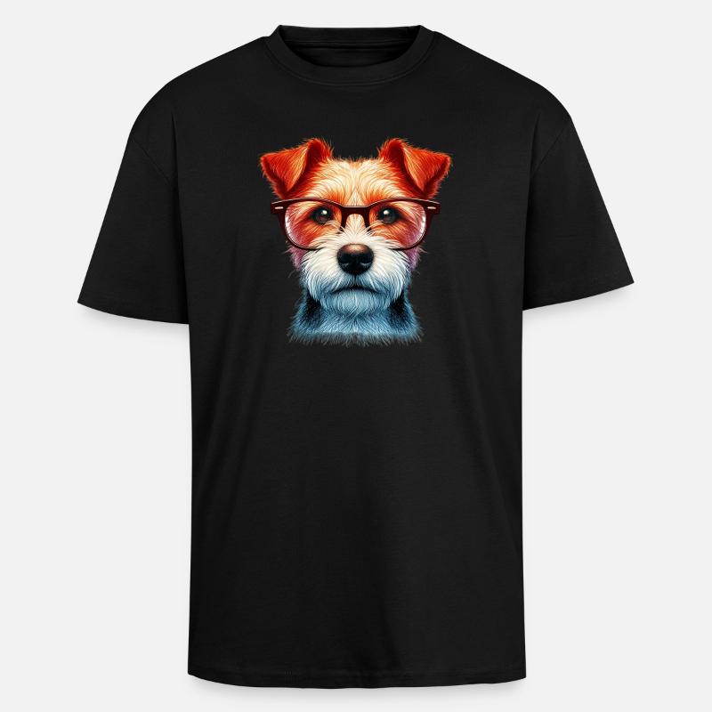 Hund mit Brille - Oversized Heavyweight Unisex T-Shirt - Schwarz
