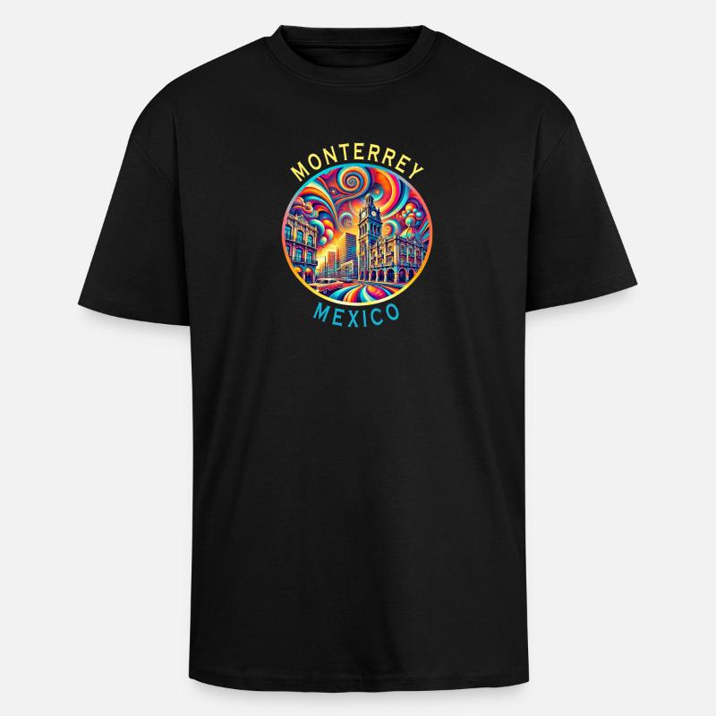 Monterrey Mexico cities art design - Unisex Oversized Heavyweight T-shirt - black