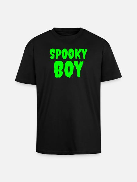 Spooky Boy Halloween Graphic Tee - Unisex Oversized Heavyweight T-shirt - black