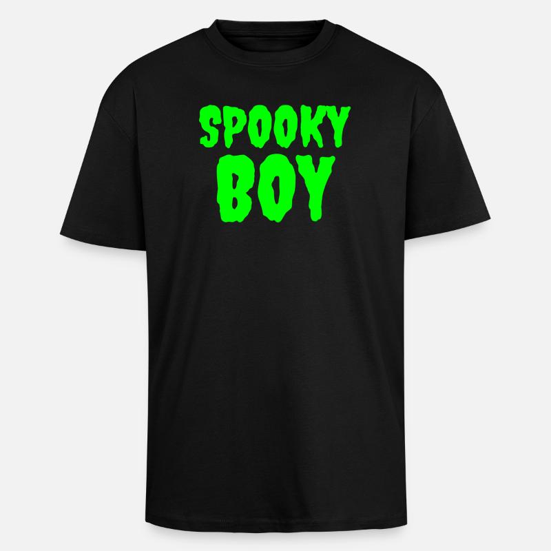 Spooky Boy Halloween Graphic Tee - Unisex Oversized Heavyweight T-shirt - black