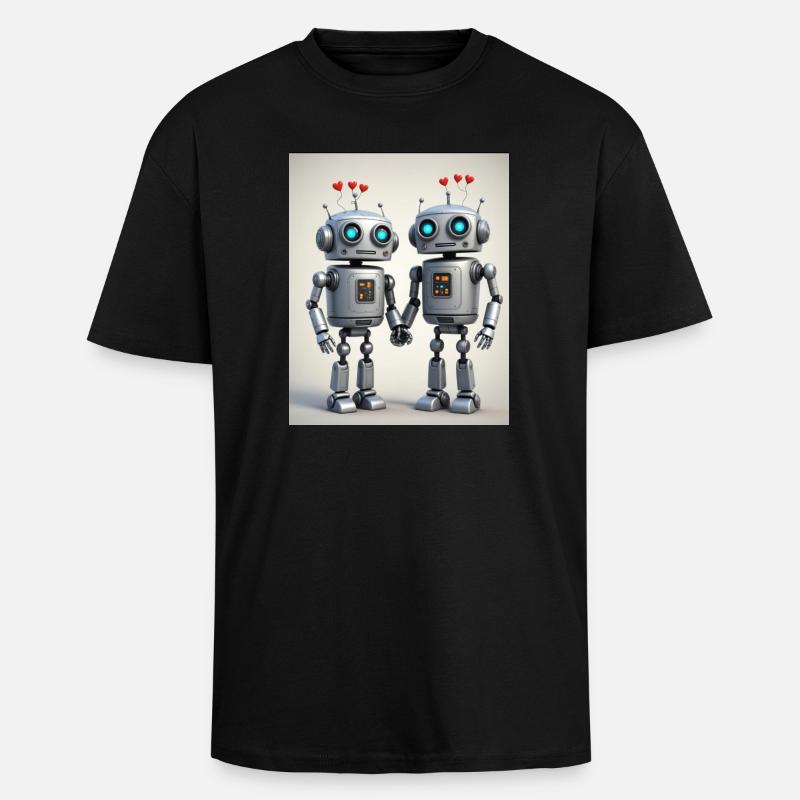 Couple de robots - T-shirt unisexe oversize épais - noir