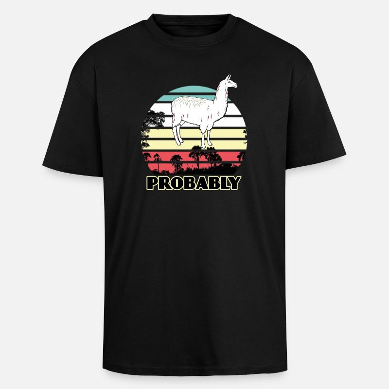 Alpaga - T-shirt unisexe oversize épais - noir