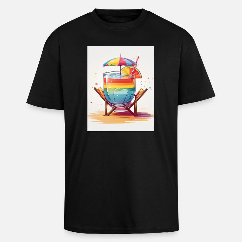 Regenbogen-Cocktail - Oversized Heavyweight Unisex T-Shirt - Schwarz
