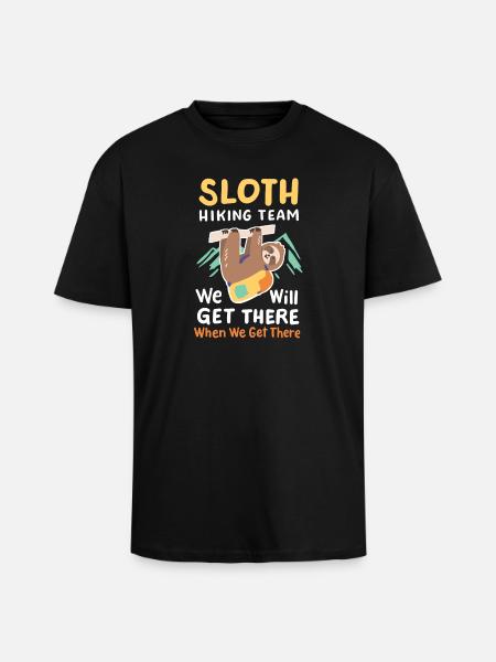 Faultier Wanderteam - Oversized Heavyweight Unisex T-Shirt - Schwarz