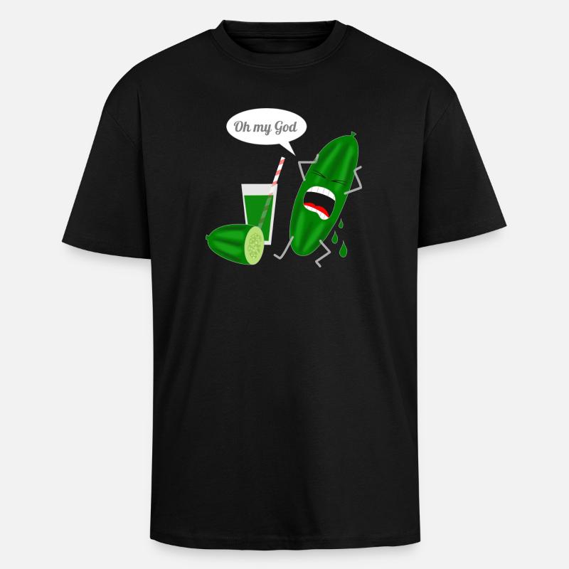 Humorvolles Gurkendesign mit Schrei - Oversized Heavyweight Unisex T-Shirt - Schwarz