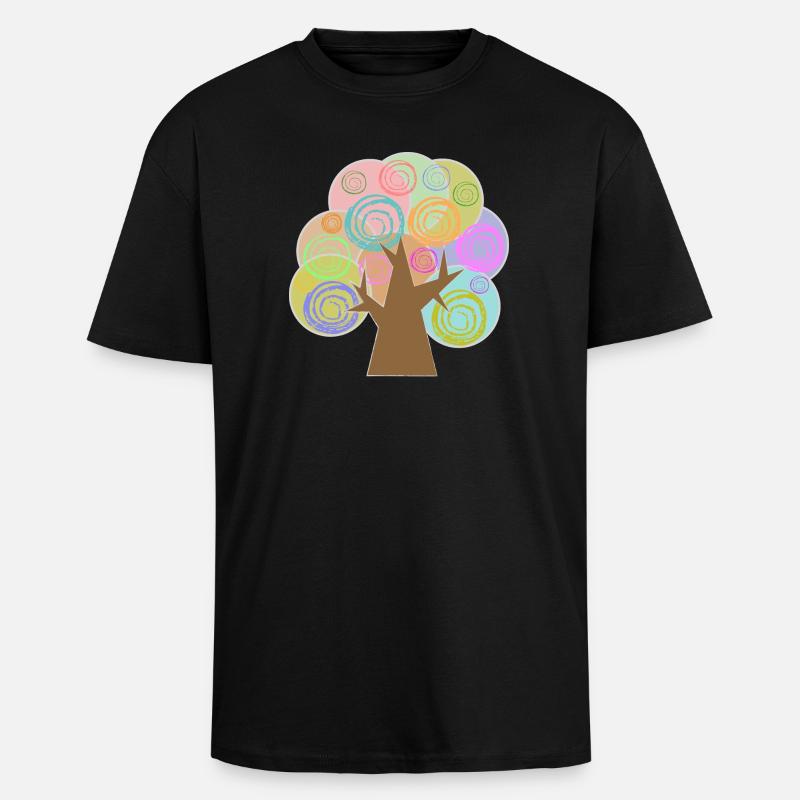Baum Minimalistisch - Oversized Heavyweight Unisex T-Shirt - Schwarz
