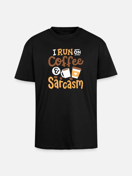 Sarkasmus und Kaffee - Oversized Heavyweight Unisex T-Shirt - Schwarz