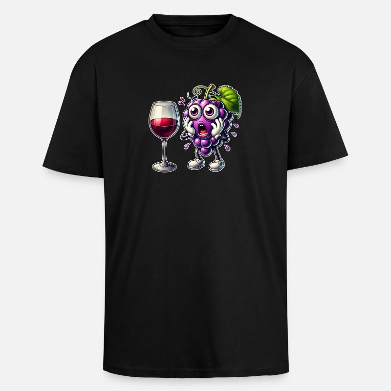 Funny wine grape design - Unisex Oversized Heavyweight T-shirt - black