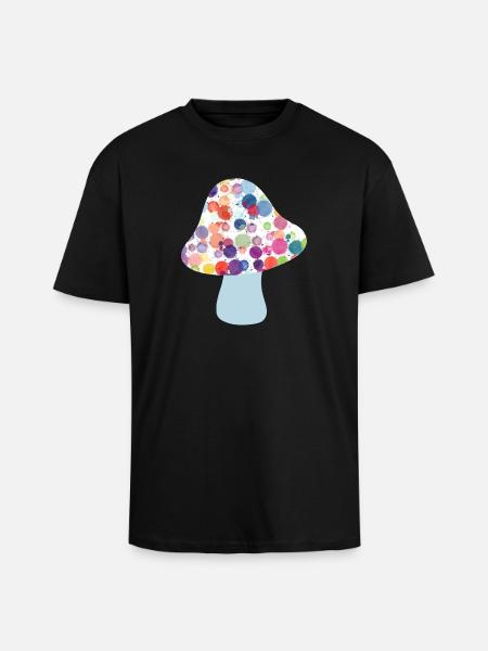 Mushroom Lucky Charm Fall Dots Colorful Kids Dots - Unisex Oversized Heavyweight T-shirt - black