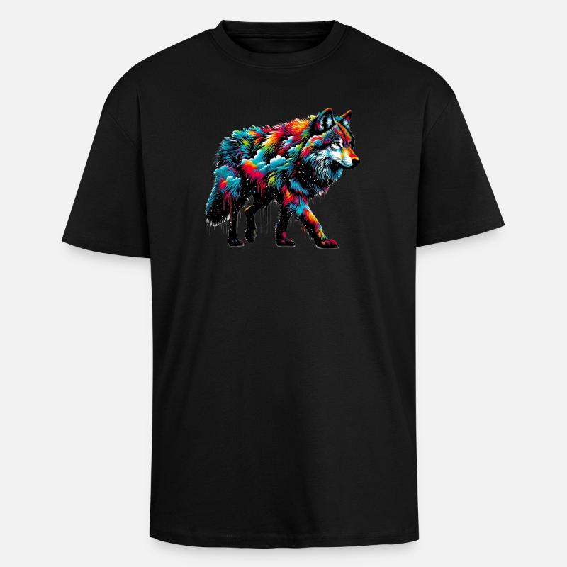 Wolf - Unisex Oversized Heavyweight T-shirt - black