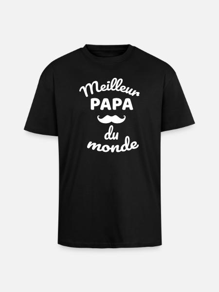 Authentic Overall Moustache Dad Design - Unisex Oversized Heavyweight T-shirt - black