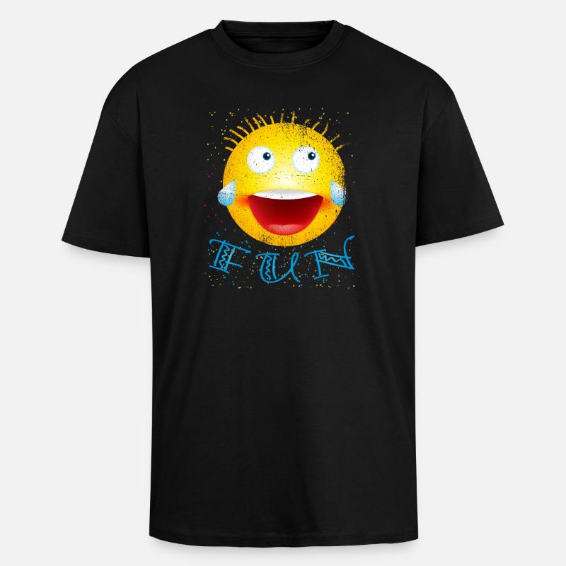 smiley laughs modified - Unisex Oversized Heavyweight T-shirt - black