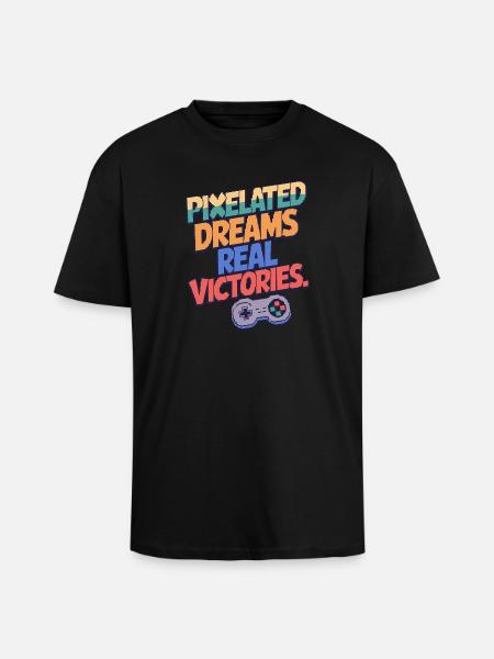 PIXELIGE TRÄUME, ECHTE SIEGE - Oversized Heavyweight Unisex T-Shirt - Schwarz