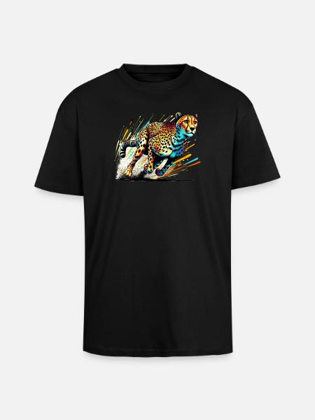Guépard - T-shirt unisexe oversize épais - noir