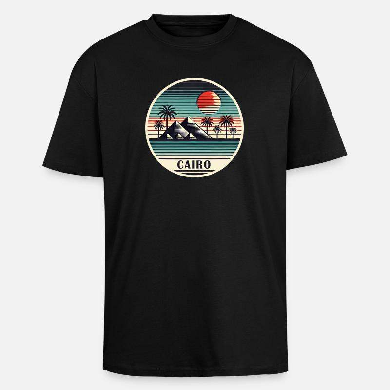 Le Caire, Égypte, Pyramides, Désert - T-shirt unisexe oversize épais - noir
