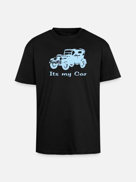 Oldtimer motiv mit Schrift - Oversized Heavyweight Unisex T-Shirt - Schwarz