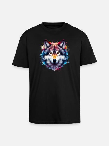Wolf - Unisex Oversized Heavyweight T-shirt - black