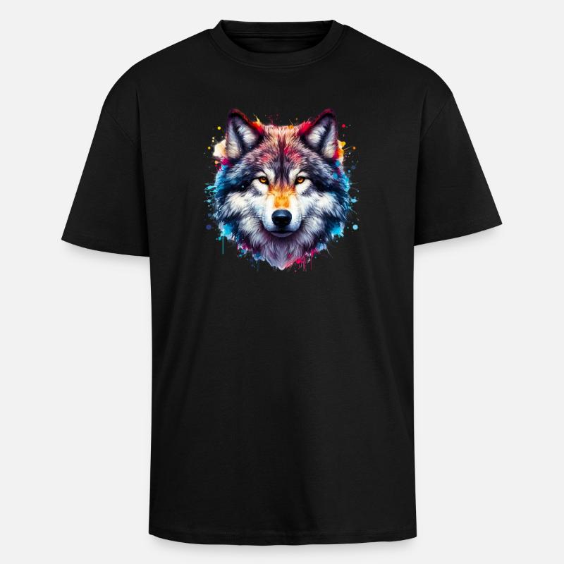 Loup - T-shirt unisexe oversize épais - noir
