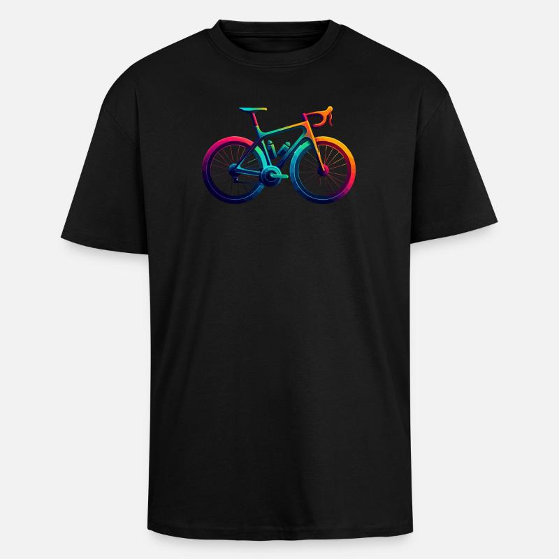 Lebendiger Regenbogen Radfahren Illustration - Oversized Heavyweight Unisex T-Shirt - Schwarz