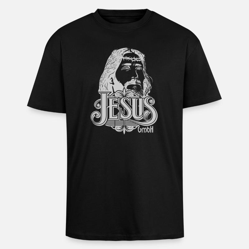 Jesus Kopf hellgrau - Oversized Heavyweight Unisex T-Shirt - Schwarz