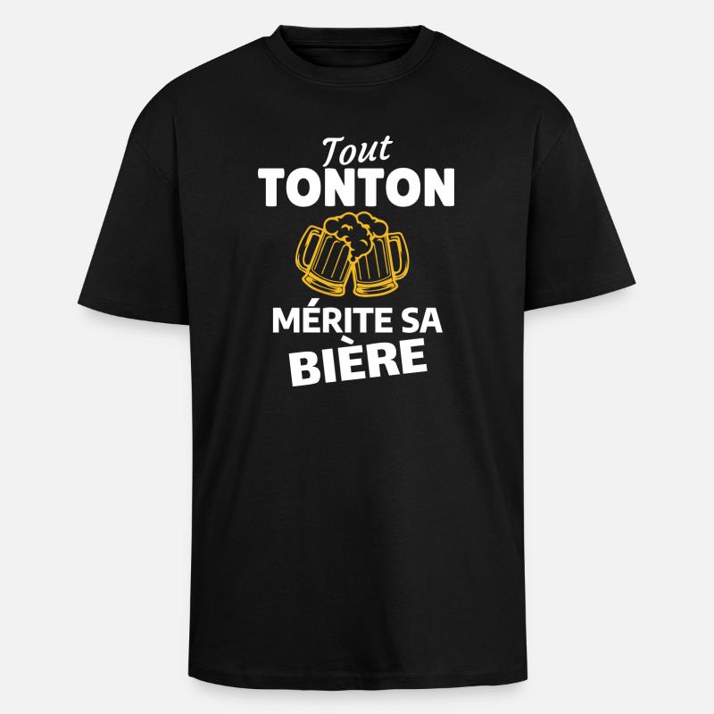Jeder Onkel verdient sein Bier - Oversized Heavyweight Unisex T-Shirt - Schwarz