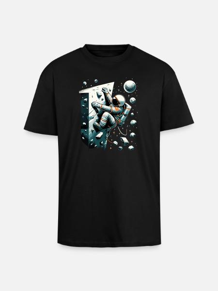 Bouldering Astronaut Spaceman Gift - Unisex Oversized Heavyweight T-shirt - black