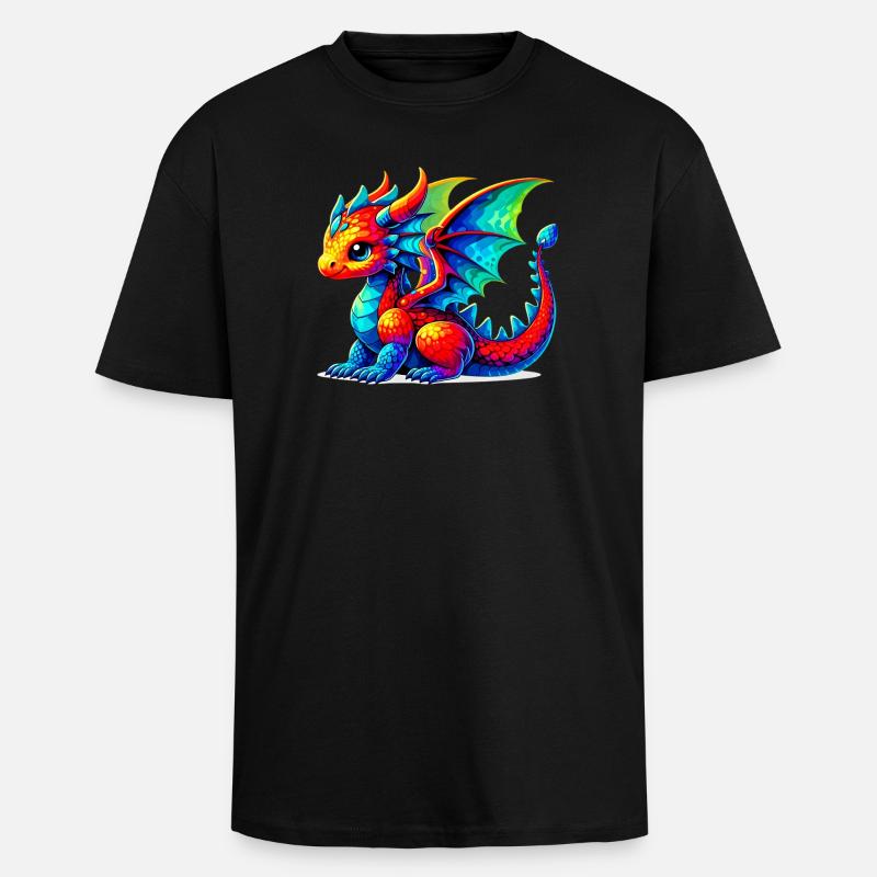 Dragon - T-shirt unisexe oversize épais - noir