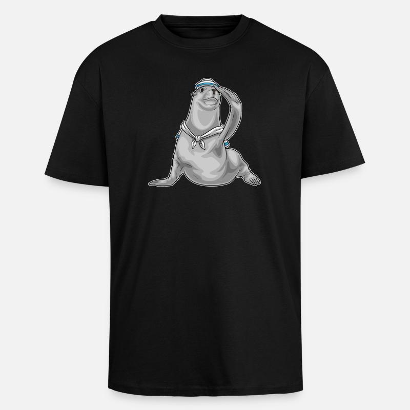 Chapeau de marin phoque - T-shirt unisexe oversize épais - noir