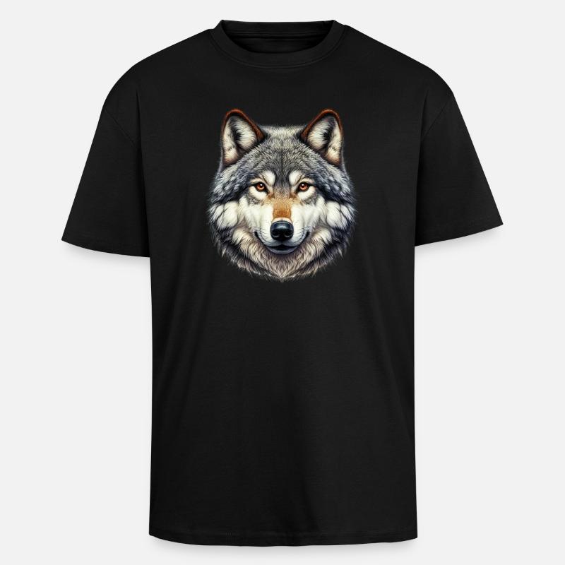 Wolf - Unisex Oversized Heavyweight T-shirt - black