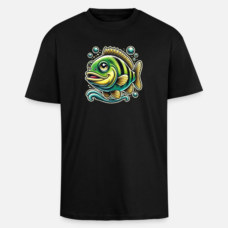 Design Perch River Bass - T-shirt unisexe oversize épais - noir