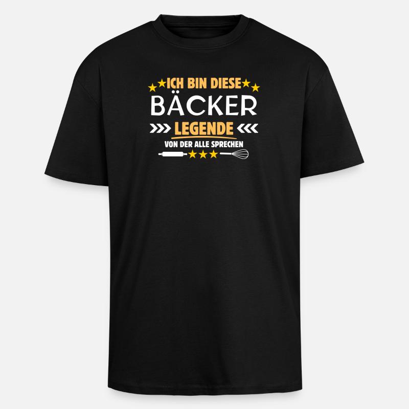 Bäcker Legende - Oversized Heavyweight Unisex T-Shirt - Schwarz