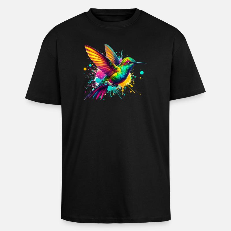 Kolibri - Oversized Heavyweight Unisex T-Shirt - Schwarz