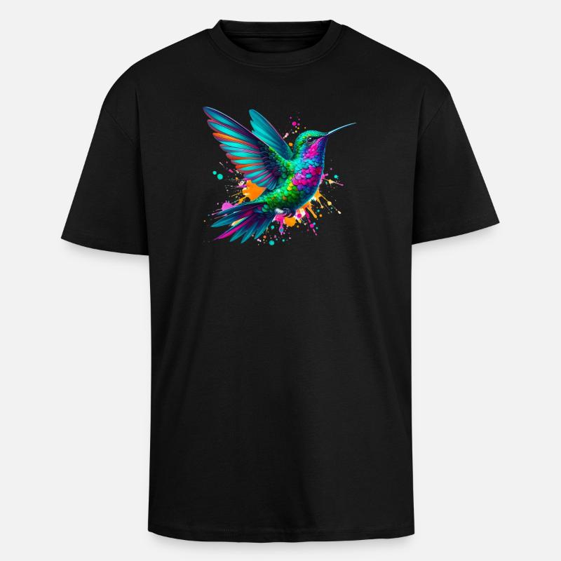 Kolibri - Oversized Heavyweight Unisex T-Shirt - Schwarz
