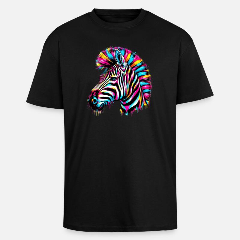 Zebra - Oversized Heavyweight Unisex T-Shirt - Schwarz