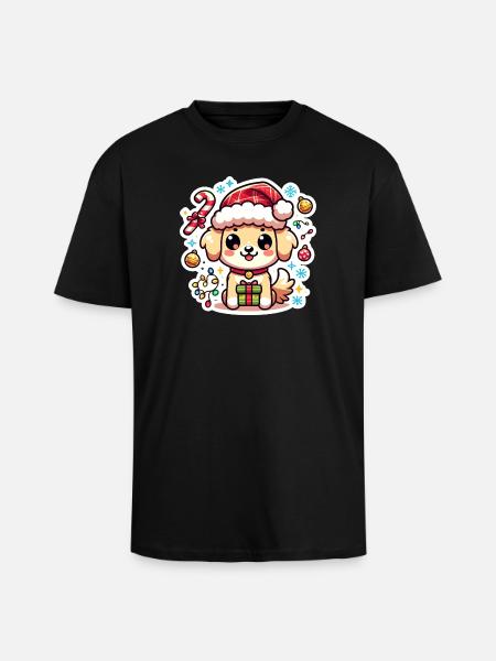 Santa Paws - Oversized Heavyweight Unisex T-Shirt - Schwarz