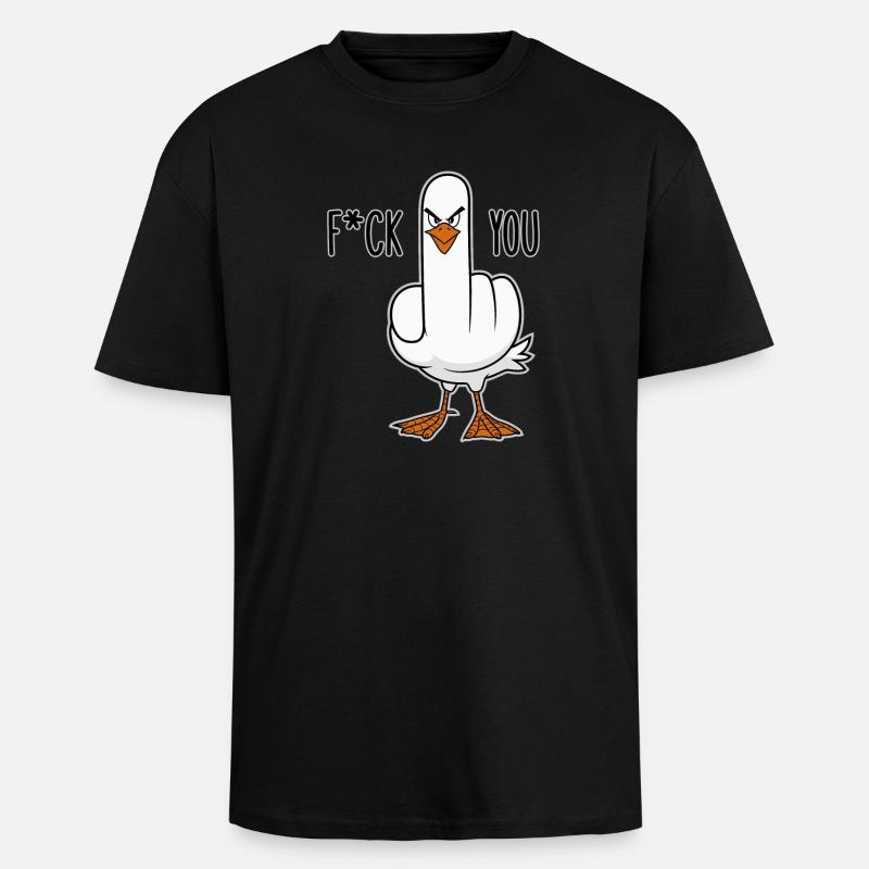 Stinkefinger Huhn Spruch - Oversized Heavyweight Unisex T-Shirt - Schwarz