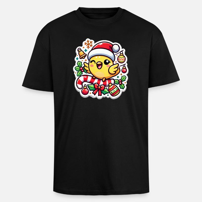 Puce de Canari de Noël - T-shirt unisexe oversize épais - noir