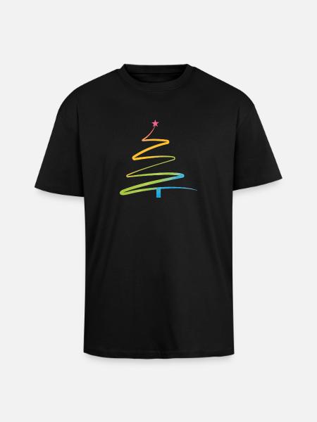 Regenbogen Weihnachtsbaum Aquarell - Oversized Heavyweight Unisex T-Shirt - Schwarz