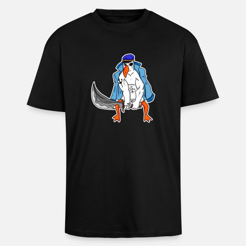 Möwe Muskeln - Oversized Heavyweight Unisex T-Shirt - Schwarz