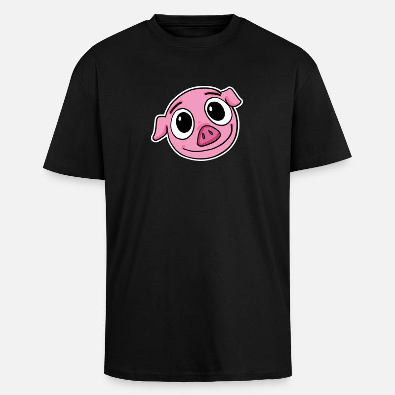Schwein Kopf - Oversized Heavyweight Unisex T-Shirt - Schwarz