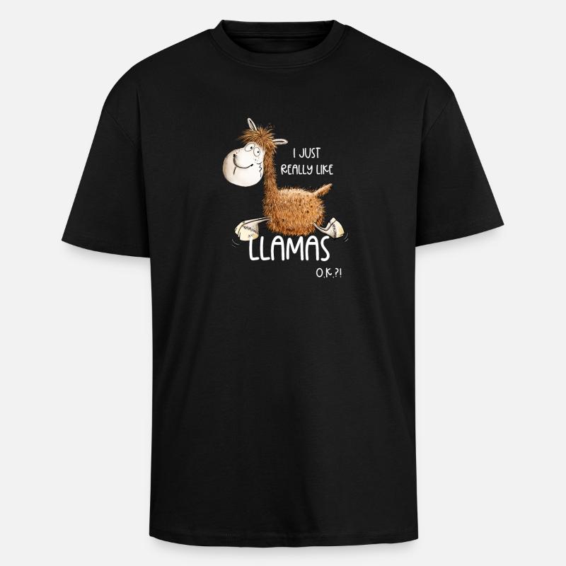 I Just Really Like Llamas - Oversized Heavyweight Unisex T-Shirt - Schwarz