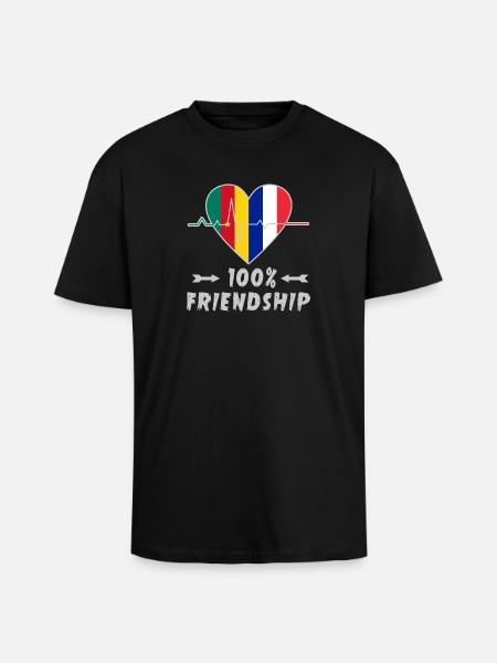 Cameroon and France 100% friendship - Unisex Oversized Heavyweight T-shirt - black